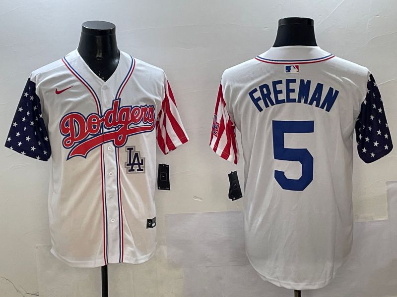 Men Los Angeles Dodgers #5 Freeman White a generation of national flags Joint name 2025 Nike MLB Jersey style 11->los angeles dodgers->MLB Jersey